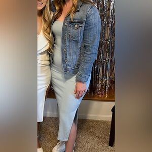 Light Blue Strapless Midi Dress